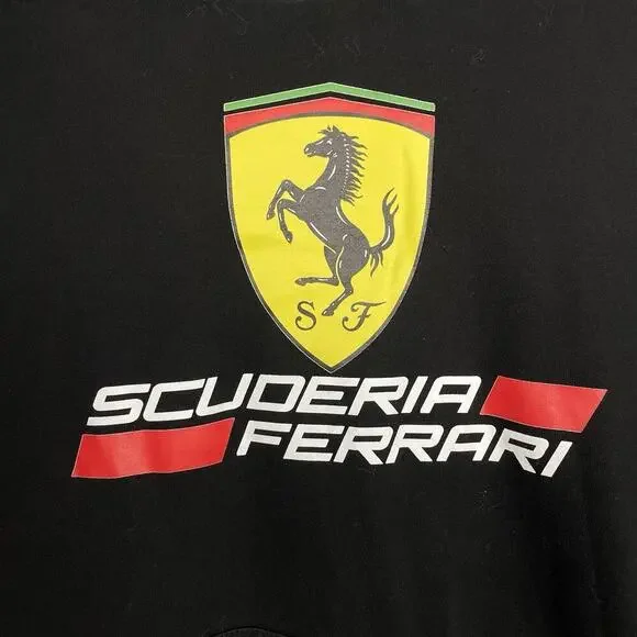 Scuderia Ferrari Logo Hoodie Mens S/M Black Italian Racing Team Luxury Sportscar - Picture 3 of 8